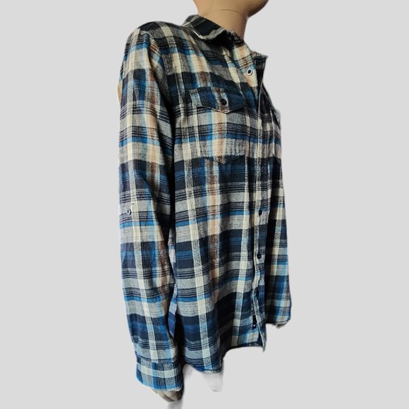 Mens BURNSIDE Flannel Plaid Button Down  Size XL - Picture 6 of 8